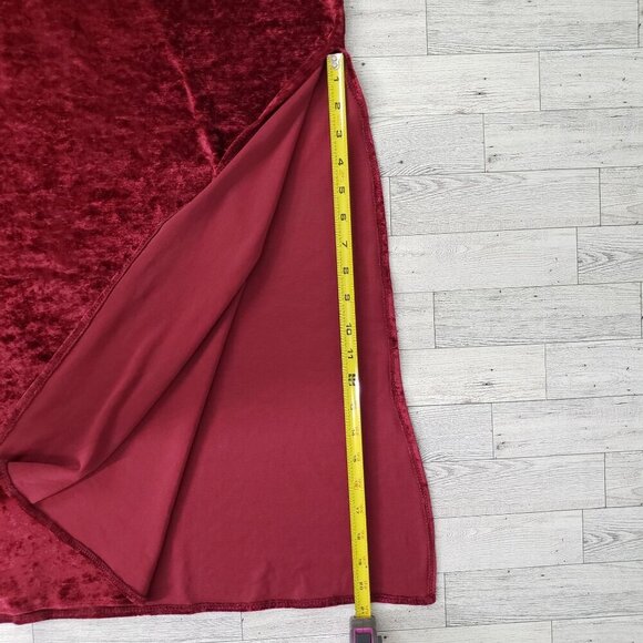 VTG Victoria's Secret Slip Dress Nightgown Long 70s Red Crushed Velvet Red M - Picture 10 of 12
